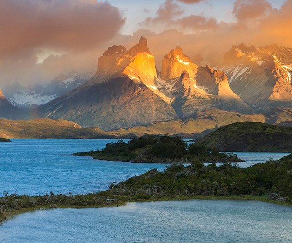 Towering glaciers and mountains in the Patagonian region of South America